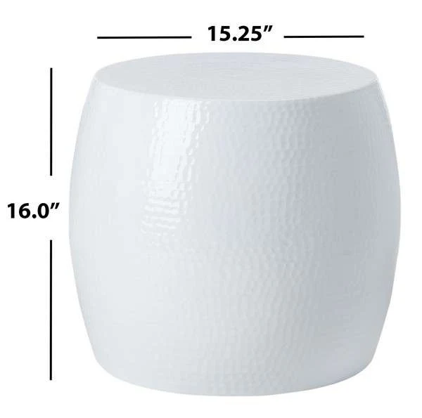 Safavieh Vanadium Round Hammered Stool - White - Image 4