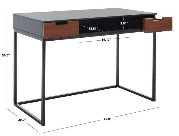 Safavieh Vance 2 Drawer 1 Shelf Desk - Brown - Image 3