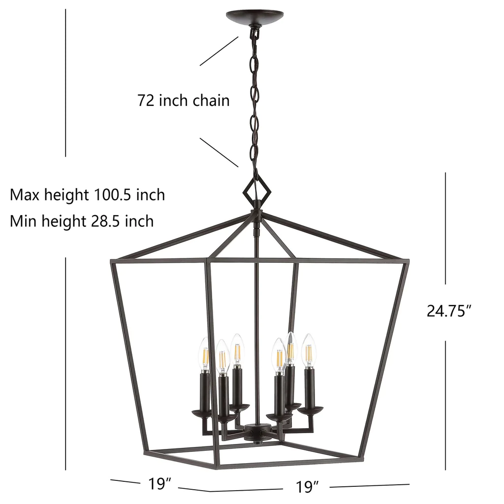 Safavieh Velsa 6Lt Pendant - Oil Rubbed Bronze (Black) - Image 4