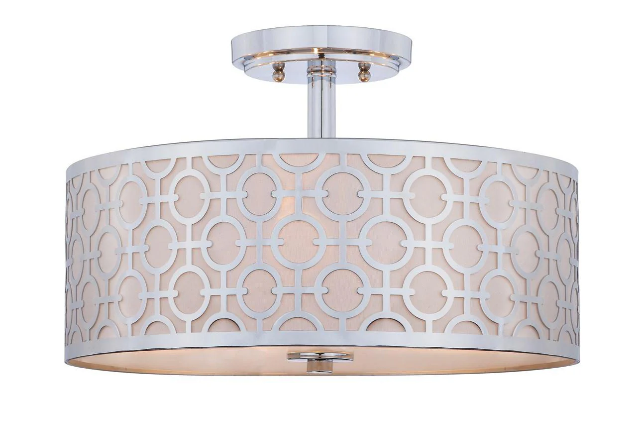 Safavieh Vera Chain-Link 3 Light 15.5-Inch Dia Chrome Flush Mount - Chrome - Image 3