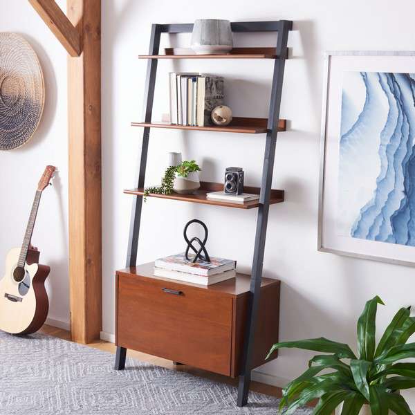 Safavieh Vlad 3 Shelf 1 Door Etagere - Honey Brown - Image 4