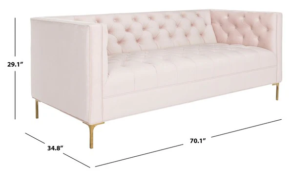 Safavieh Vydia Tufted Velvet Sofa - Blush - Image 3