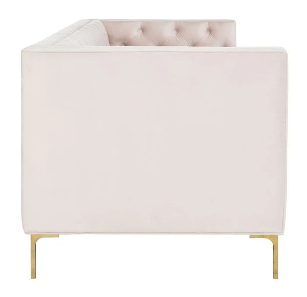 Safavieh Vydia Tufted Velvet Sofa - Blush - Image 4