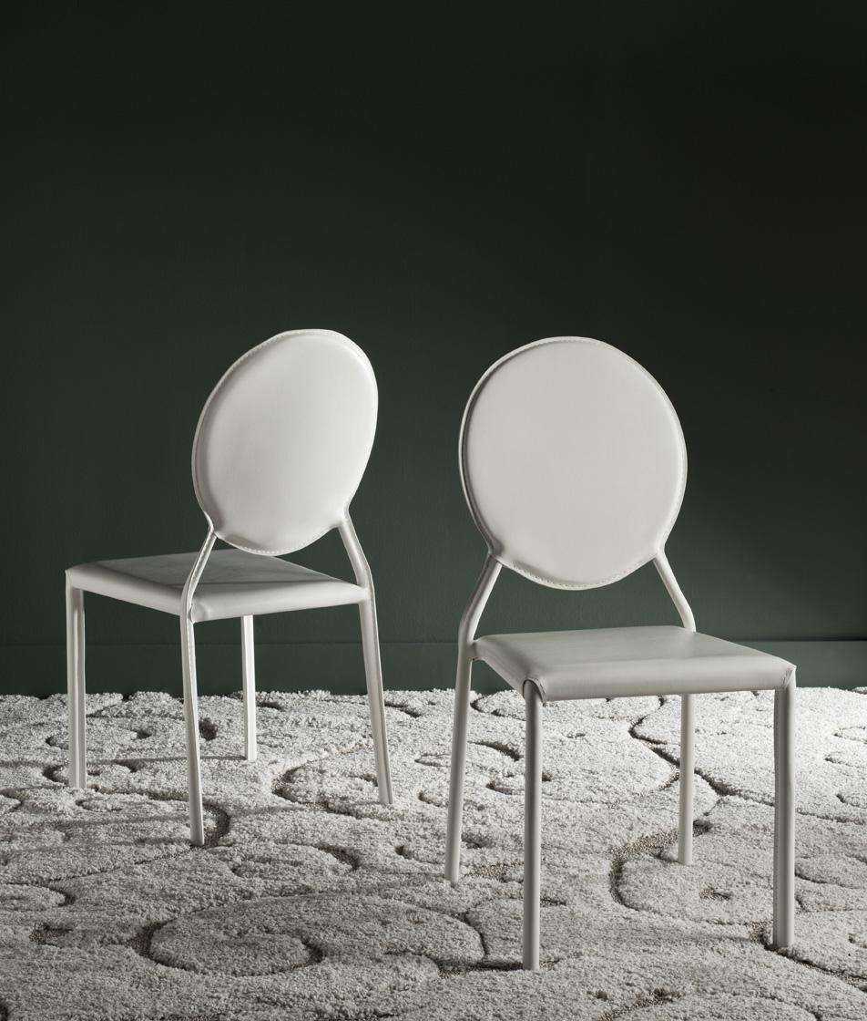 Safavieh Warner 37''H Round Back Leather Side Chair Set Of 2 - White - Image 2