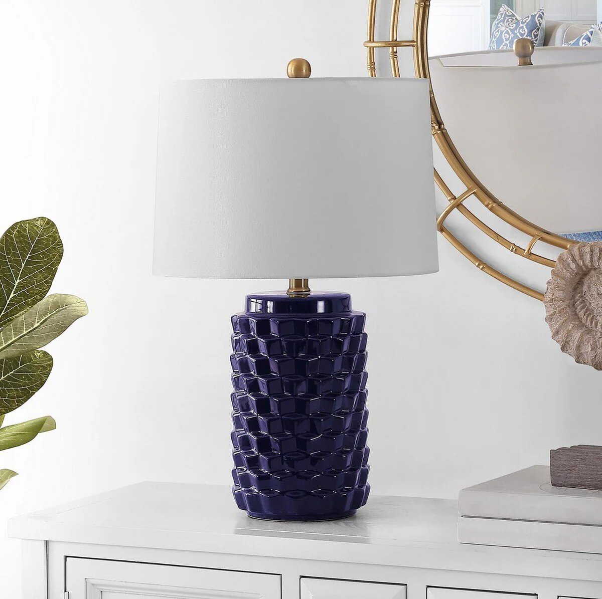 Safavieh Weldon Ceramic Table Lamp - Navy - Image 3