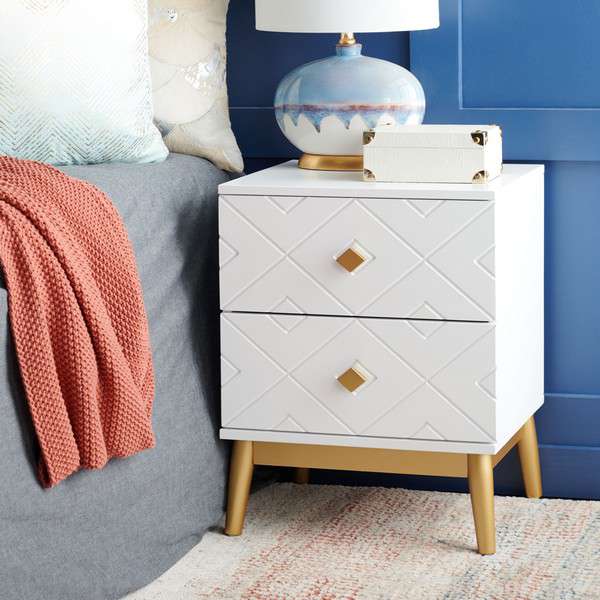 Safavieh Wilfred 2 Drawer Patterned Night Stand - White - Image 4