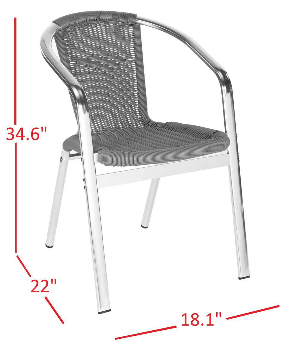 Safavieh Wrangell Indoor-Outdoor Stacking Armchair Set Of 2 - Gray - Image 2