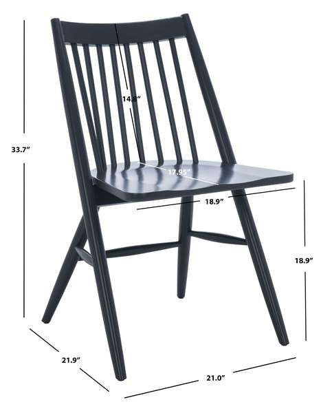 Safavieh Wren 19"H Spindle Dining Chair Set Of 2 - Dark Gray - Image 3
