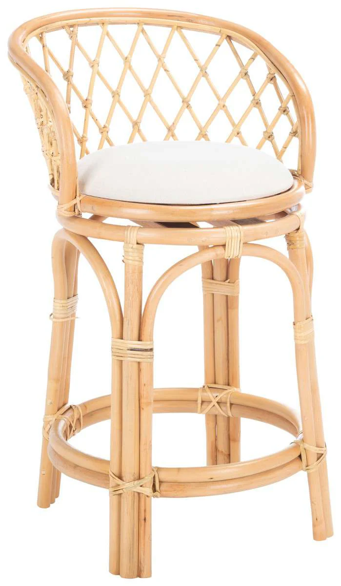 Safavieh Yuta Rattan Counter Stool W/ Cushion - Natural - Image 2