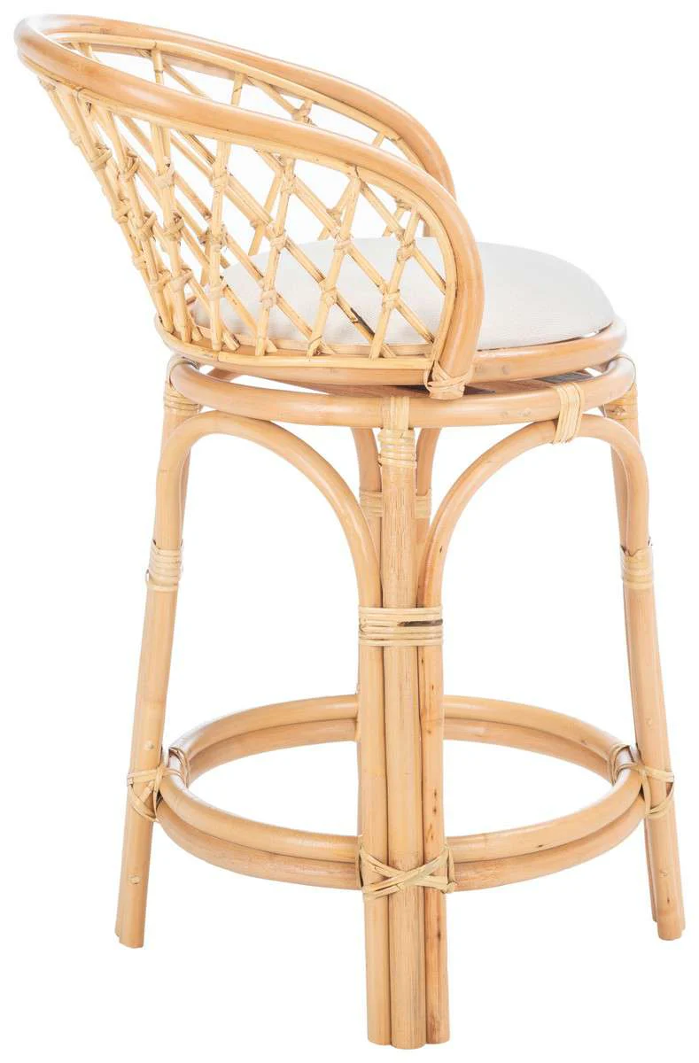 Safavieh Yuta Rattan Counter Stool W/ Cushion - Natural - Image 3