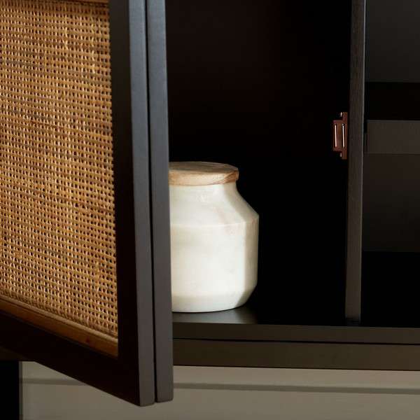 Safavieh Zadie 1 Shelf Rattan Media Stand - Black With Natural Rattan With Black Legs - Image 3
