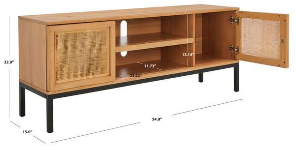 Safavieh Zadie 1 Shelf Rattan Media Stand - Natural With Natural Rattan - Image 4