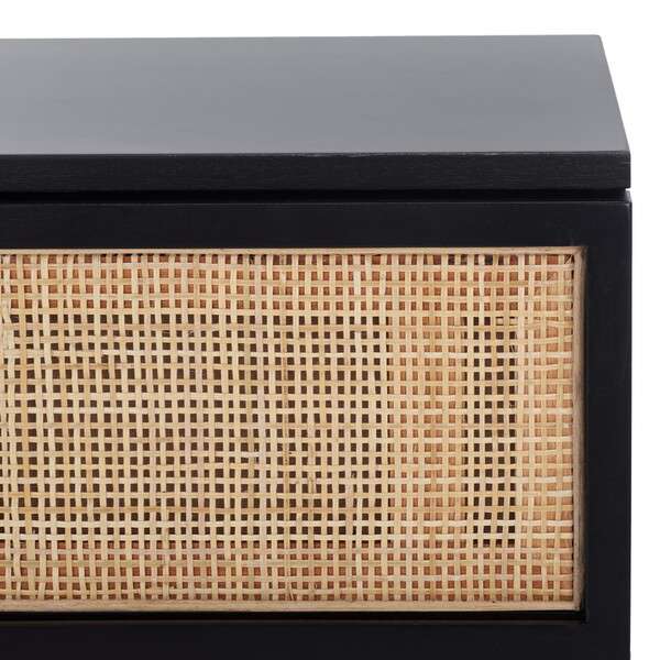 Safavieh Zadie 2 Drawer Rattan Nightstand - Black With Natural Rattan With Gold Legs - Image 3