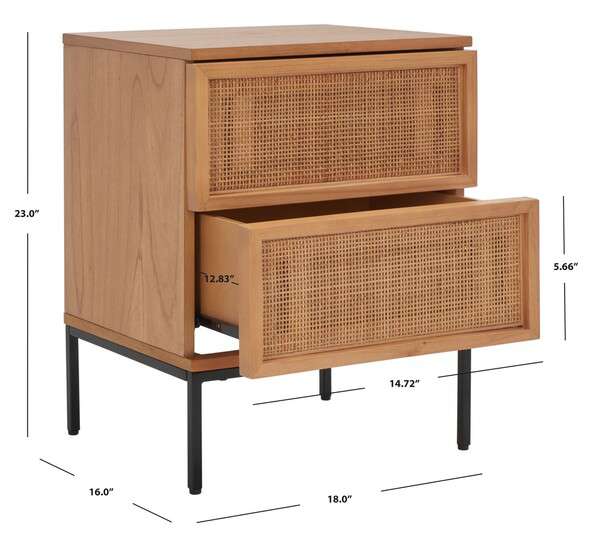 Safavieh Zadie 2 Drawer Rattan Nightstand - Natural With Natural Rattan - Image 4