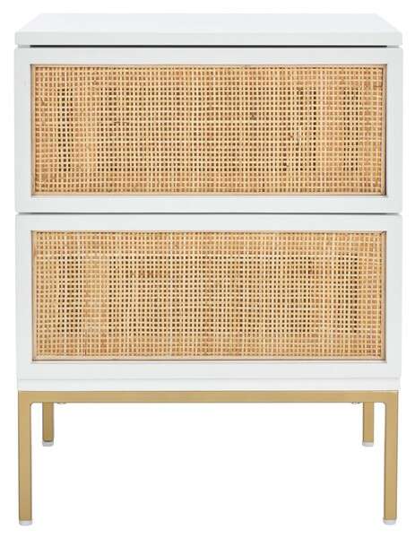 Safavieh Zadie 2 Drawer Rattan Nightstand - White With Natural Rattan - Image 2