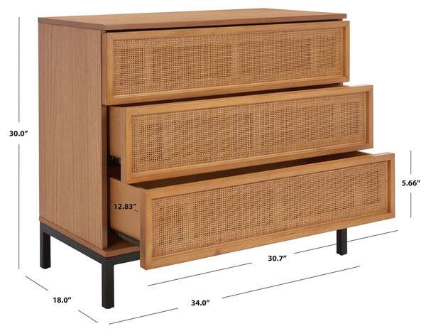 Safavieh Zadie 3 Drawer Rattan Chest - Natural With Natural Rattan - Image 3