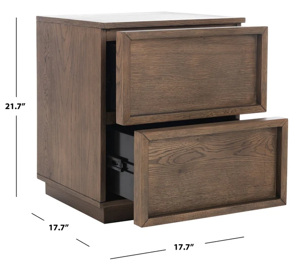 Safavieh Zeus 2 Drawer Nightstand - Medium Oak - Image 3