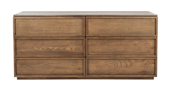 Safavieh Zeus 6 Drawer Wood Dresser - Medium Oak - Image 2