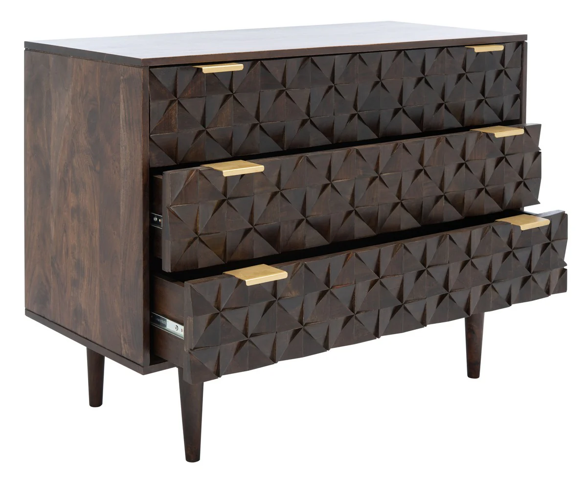 Safavieh Zinnia 3 Drawer Chest - Walnut - Image 3