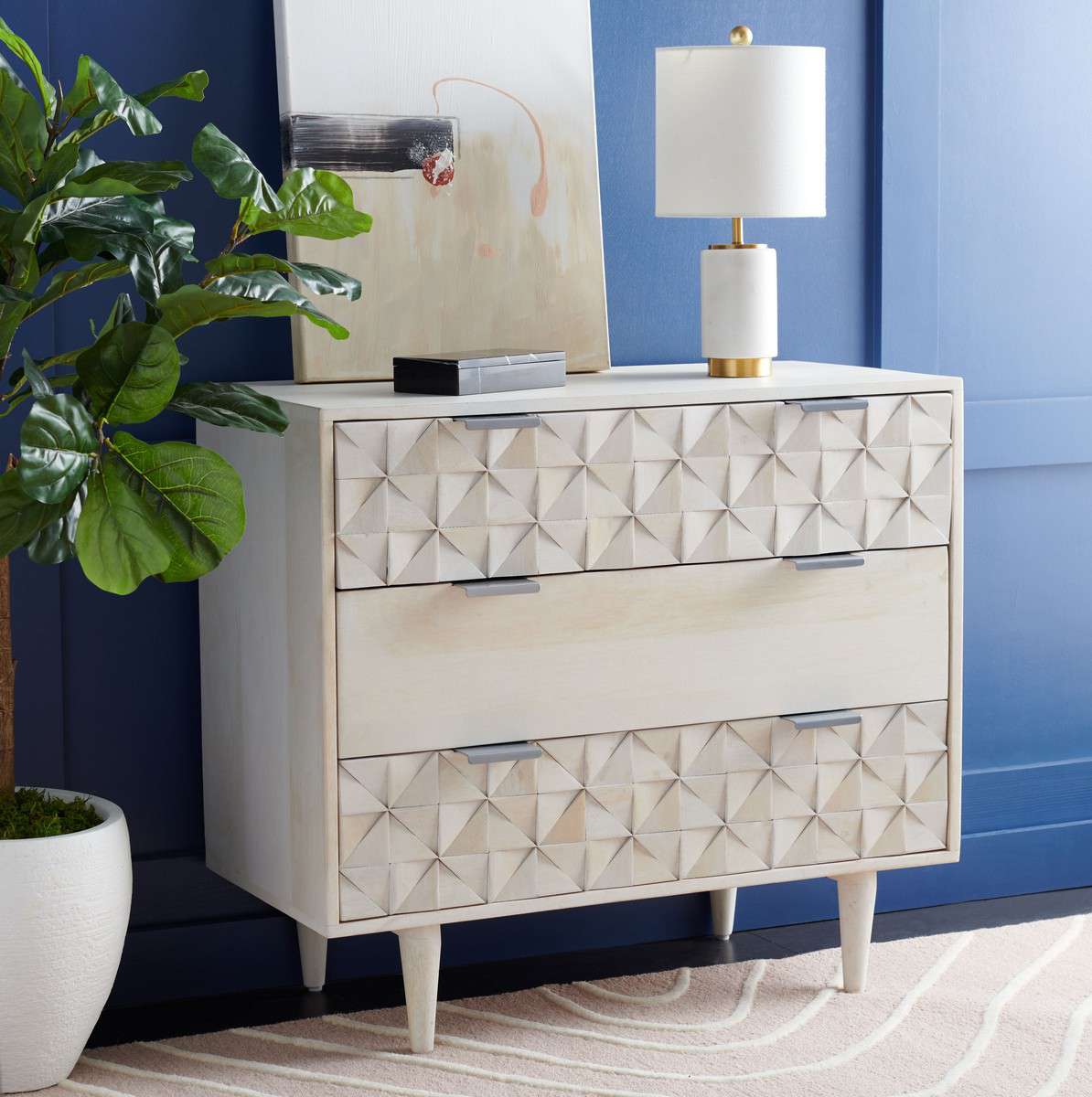 Safavieh Zinnia 3 Drawer Chest - White Wash - Image 4