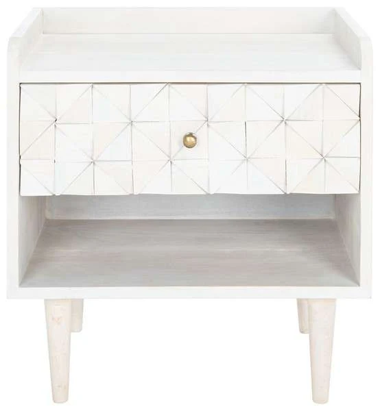 Safavieh Zinnia Nightstand - White Wash With Brass - Image 2