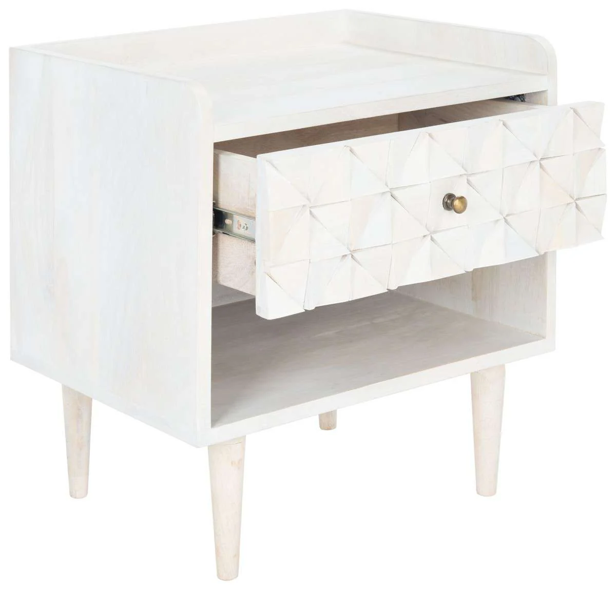 Safavieh Zinnia Nightstand - White Wash With Brass - Image 3