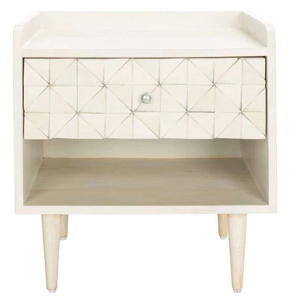 Safavieh Zinnia Nightstand - White Wash With Silver - Image 2
