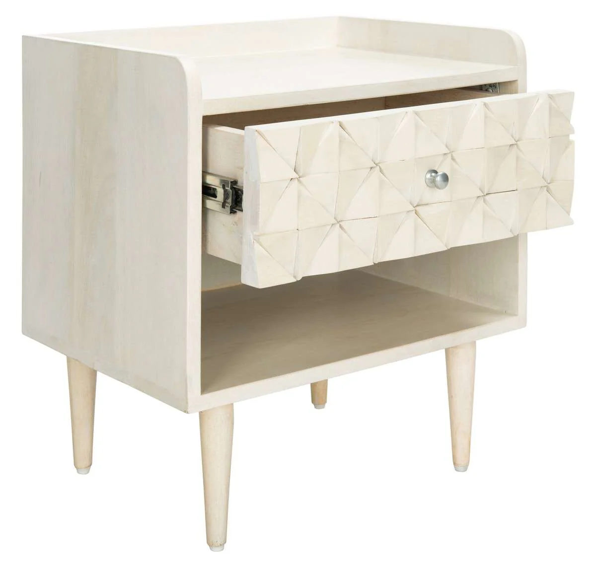 Safavieh Zinnia Nightstand - White Wash With Silver - Image 3