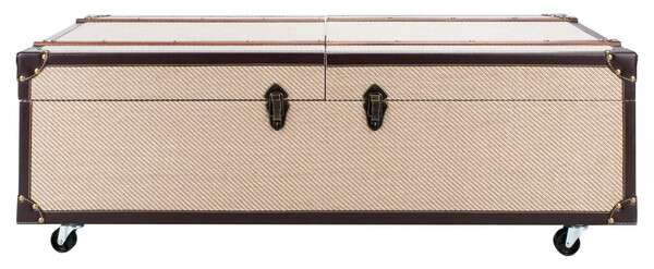 Safavieh Zoe Coffee Table Storage Trunk With Wine Rack - Beige - Image 2