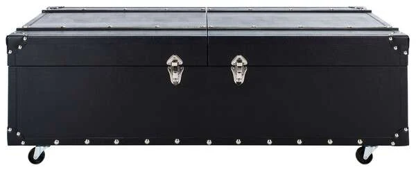 Safavieh Zoe Coffee Table Storage Trunk With Wine Rack - Black - Image 2