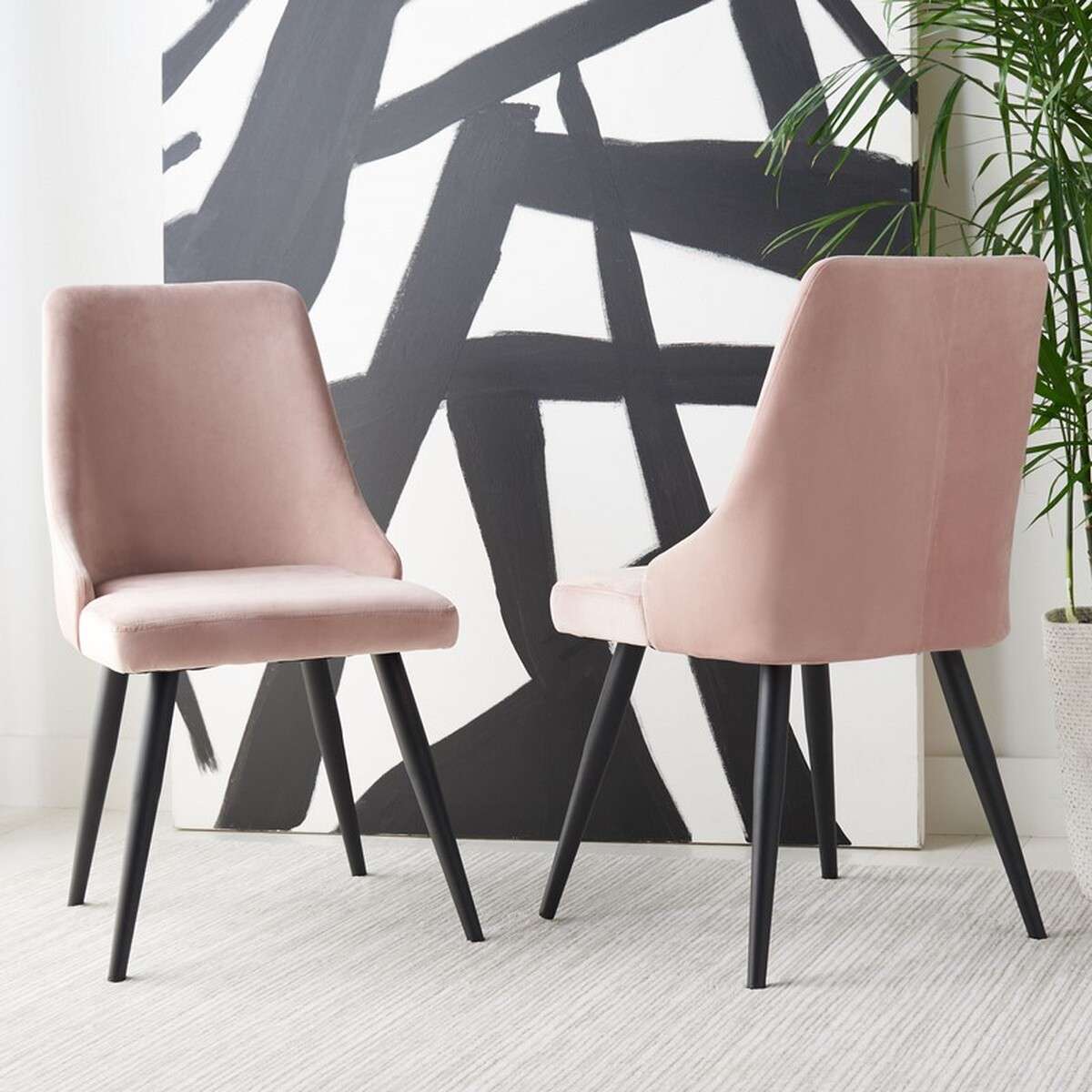 Safavieh Zoi Upholstered Dining Chair Set Of 2 - Dusty Blush - Image 4