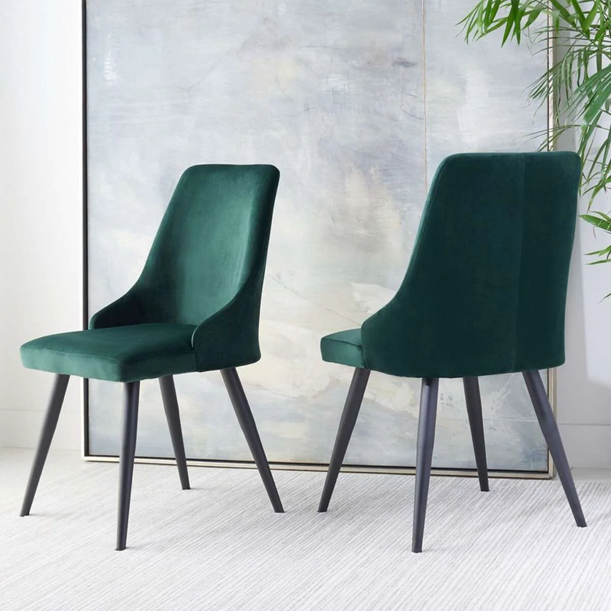 Safavieh Zoi Upholstered Dining Chair Set Of 2 - Malachite Green - Image 3