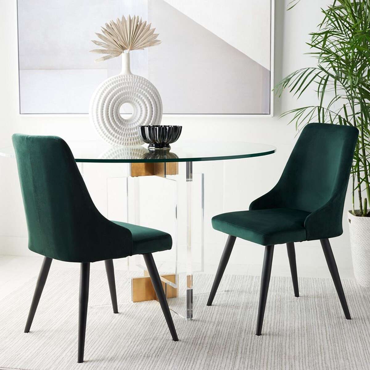 Safavieh Zoi Upholstered Dining Chair Set Of 2 - Malachite Green - Image 4