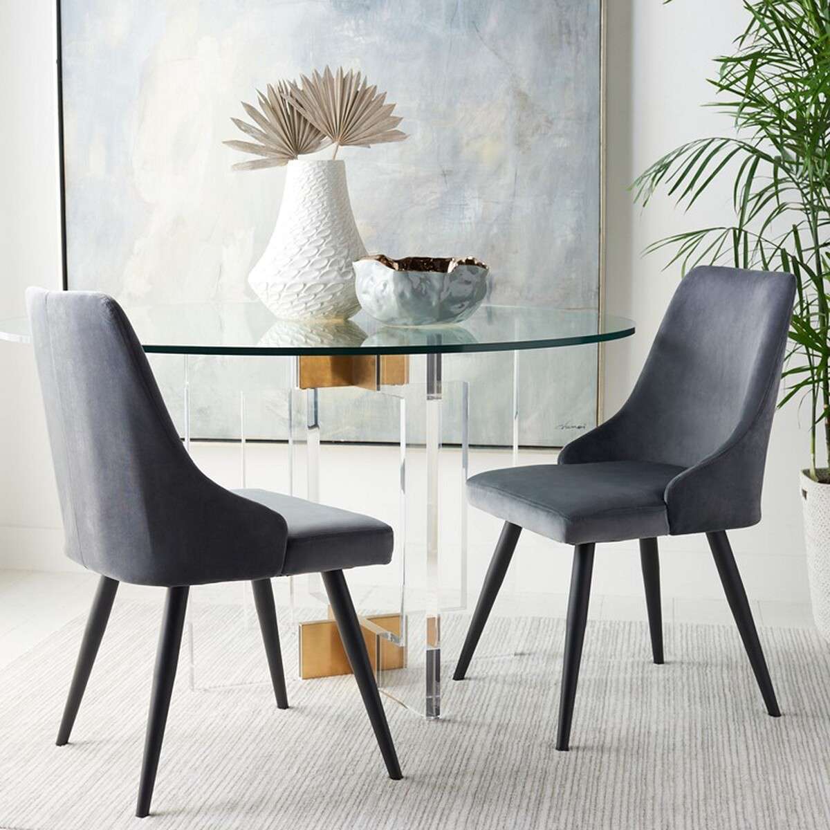Safavieh Zoi Upholstered Dining Chair Set Of 2 - Slate Gray - Image 4