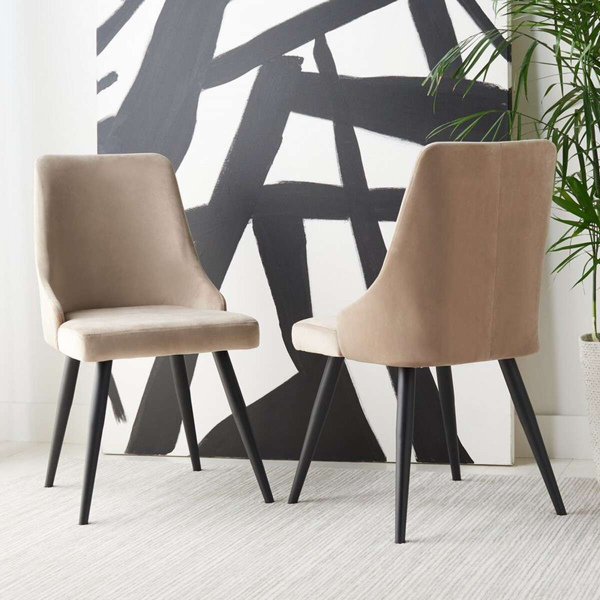 Safavieh Zoi Upholstered Dining Chair Set Of 2 - Taupe - Image 3