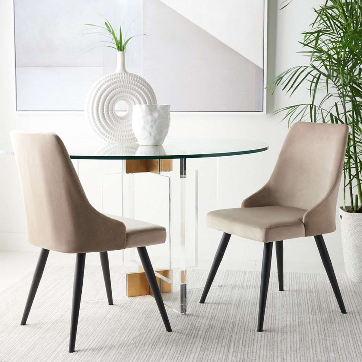 Safavieh Zoi Upholstered Dining Chair Set Of 2 - Taupe - Image 4