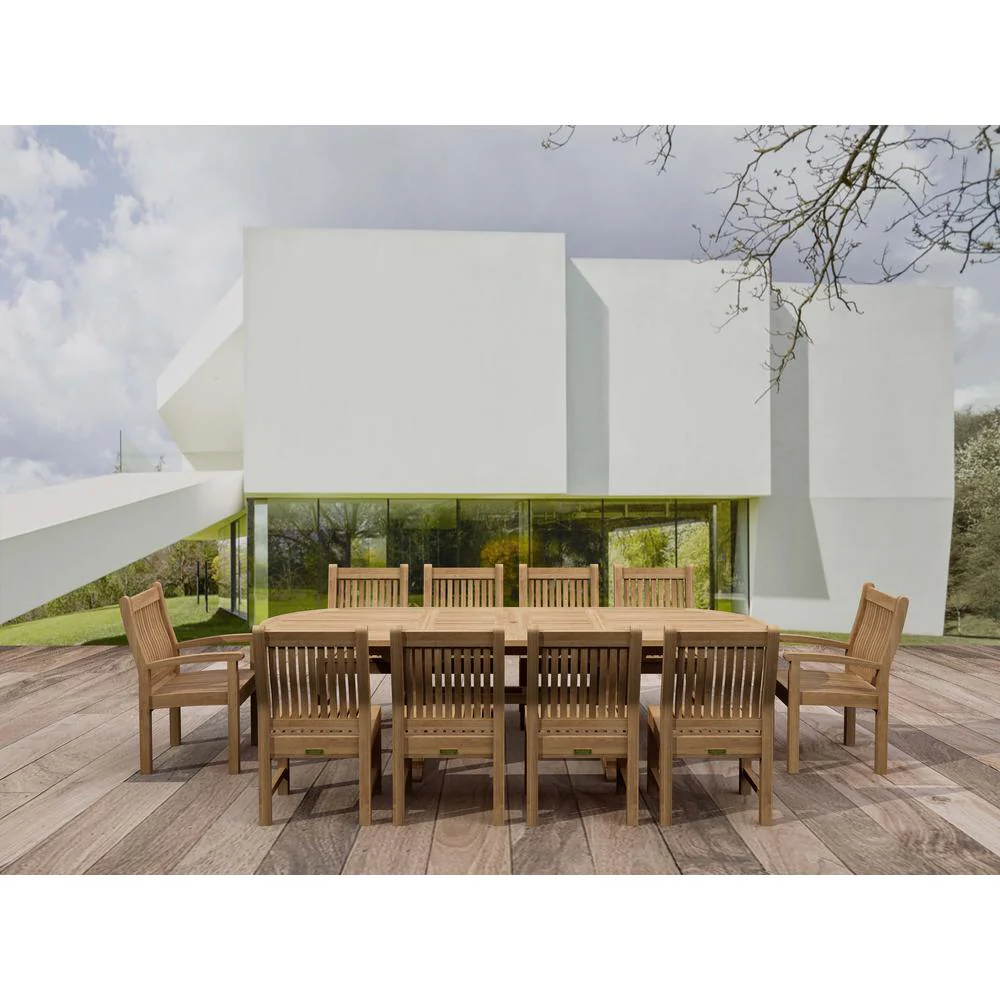 Sahara Dining Side Chair 11-Pieces Oval Dining Set By Anderson Teak - Image 2