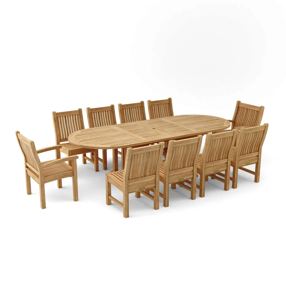 Sahara Dining Side Chair 11-Pieces Oval Dining Set By Anderson Teak - Image 4