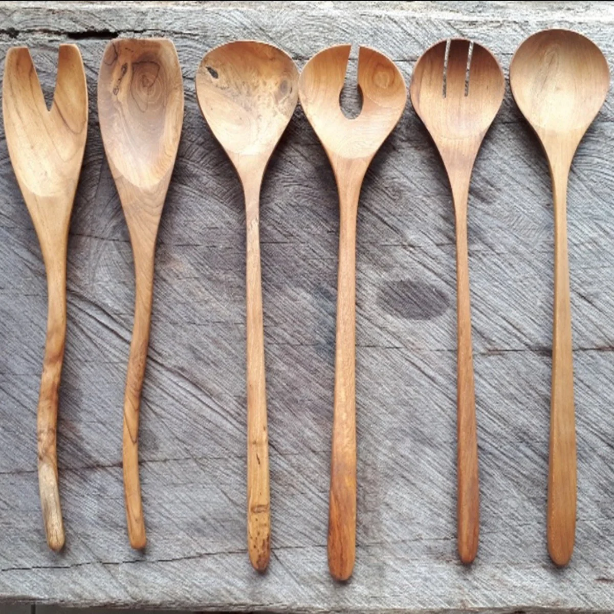 Sakura Teak Serving Spoon Collection : Set of 6   AL364 - Image 4