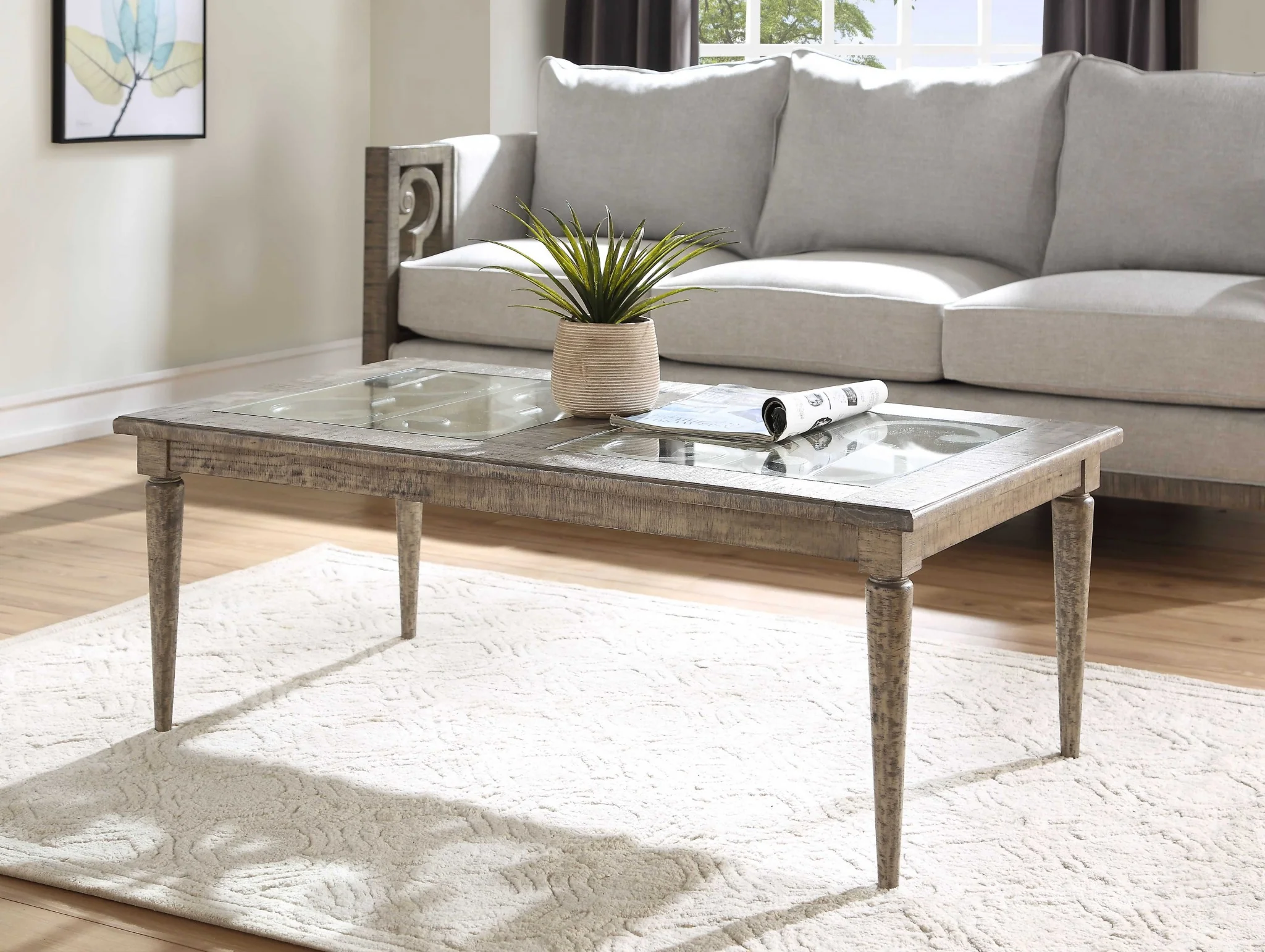 Salvaged Natural Glass Wood Coffee Table By Homeroots - Image 2