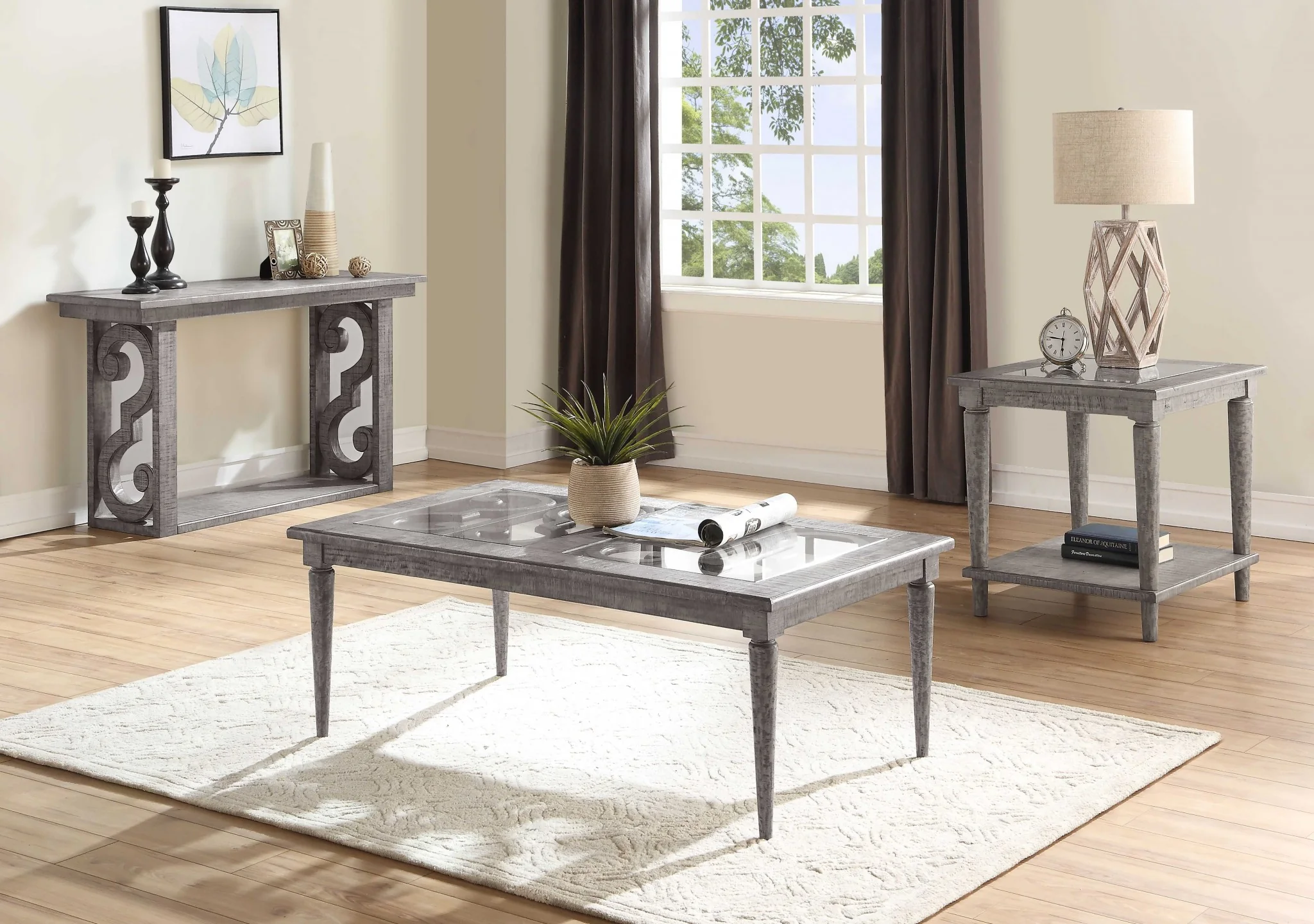Salvaged Natural Glass Wood Coffee Table By Homeroots - Image 3
