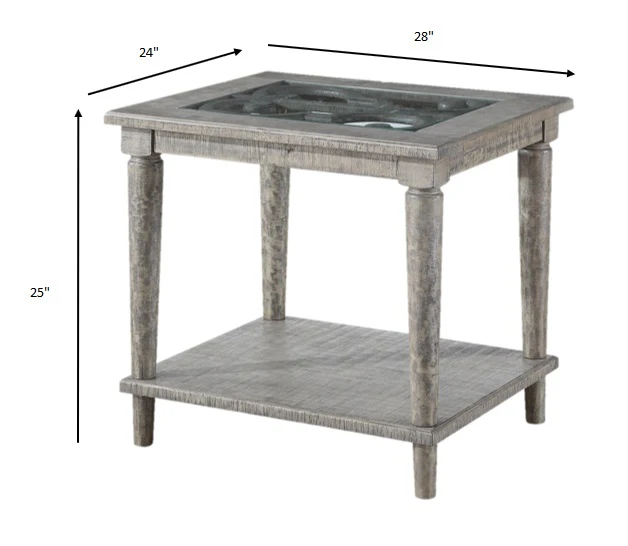 Salvaged Natural Glass Wood End Table By Homeroots - Image 2