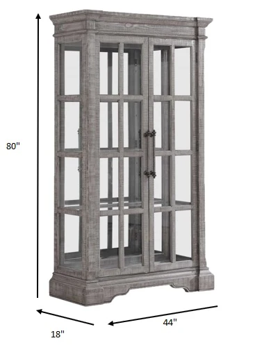 Salvaged Natural Wood Glass Curio By Homeroots - Image 5