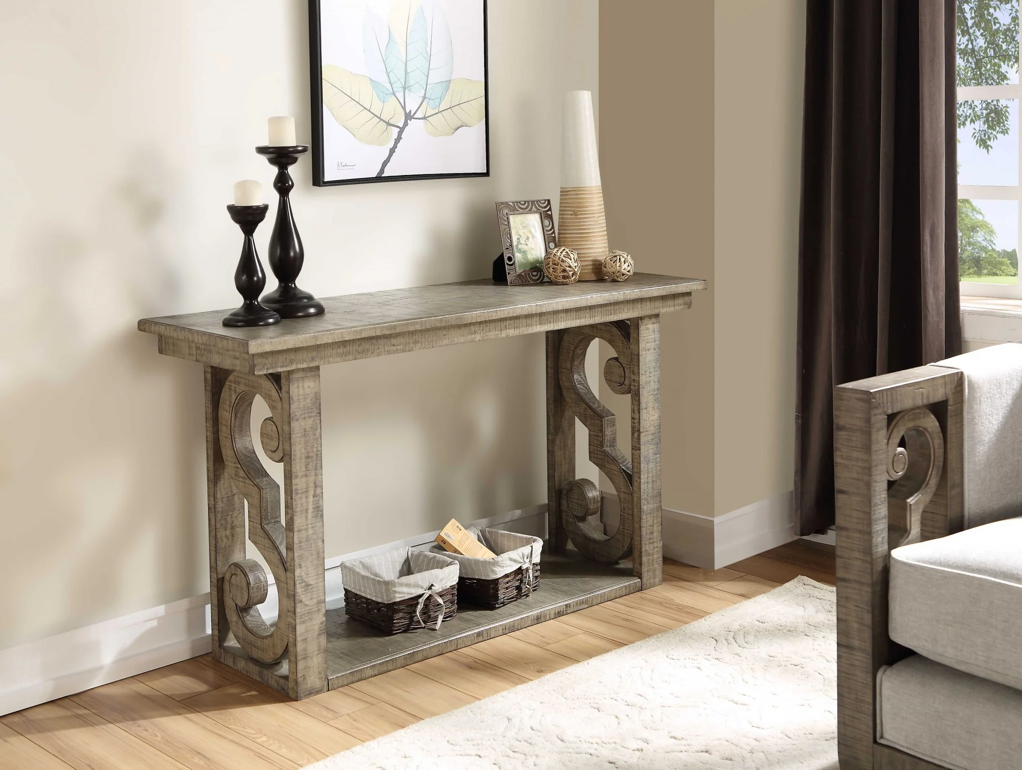Salvaged Natural Wood Sofa Table By Homeroots - Image 2