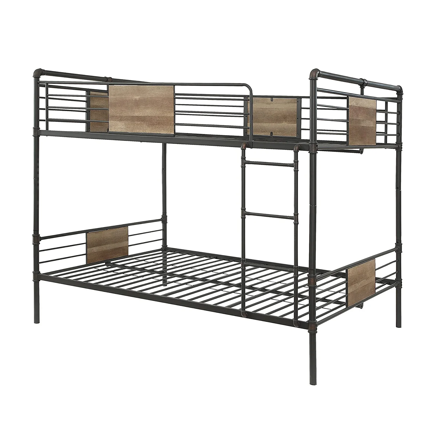 Sandy Black Dark Bronze Handbrushed Queen Over Queen Bunk Bed By Homeroots - 286143 - Image 2