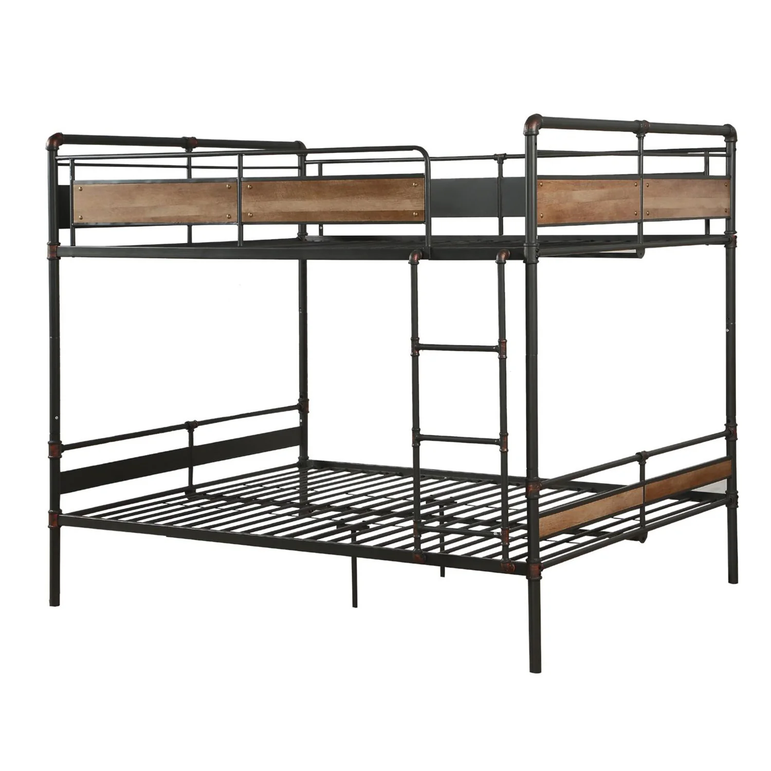 Sandy Black Dark Bronze Handbrushed Queen Over Queen Bunk Bed By Homeroots - 286145 - Image 2