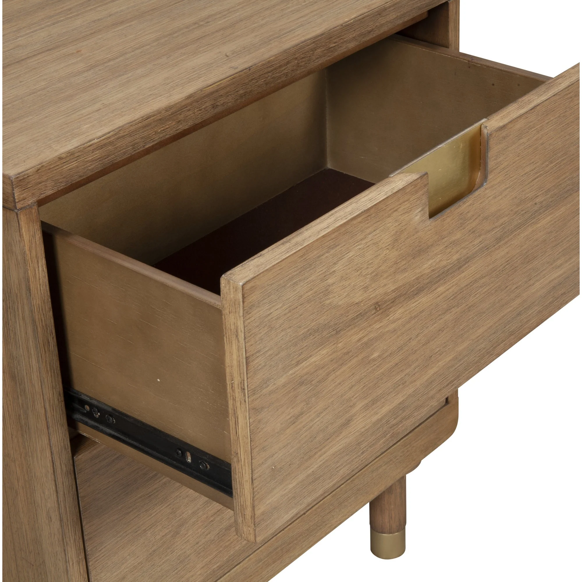 Sandy Brown And Gold 2 Drawer Nightstand By Homeroots - Image 2