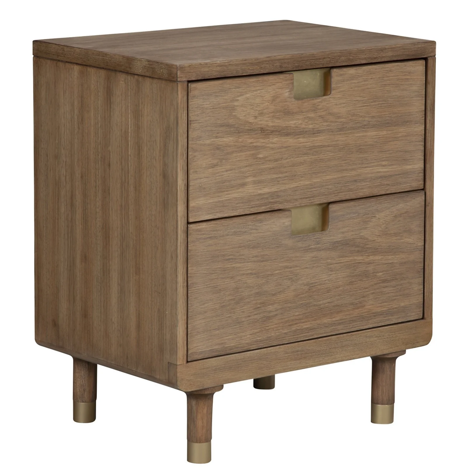 Sandy Brown And Gold 2 Drawer Nightstand By Homeroots - Image 3