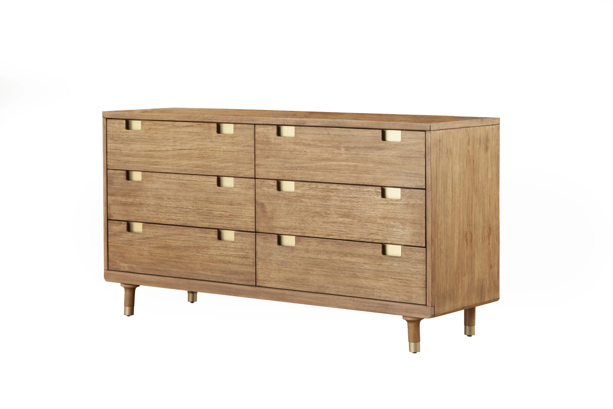 Sandy Brown Solid Wood Six Drawer Double Dresser By Homeroots - Image 2