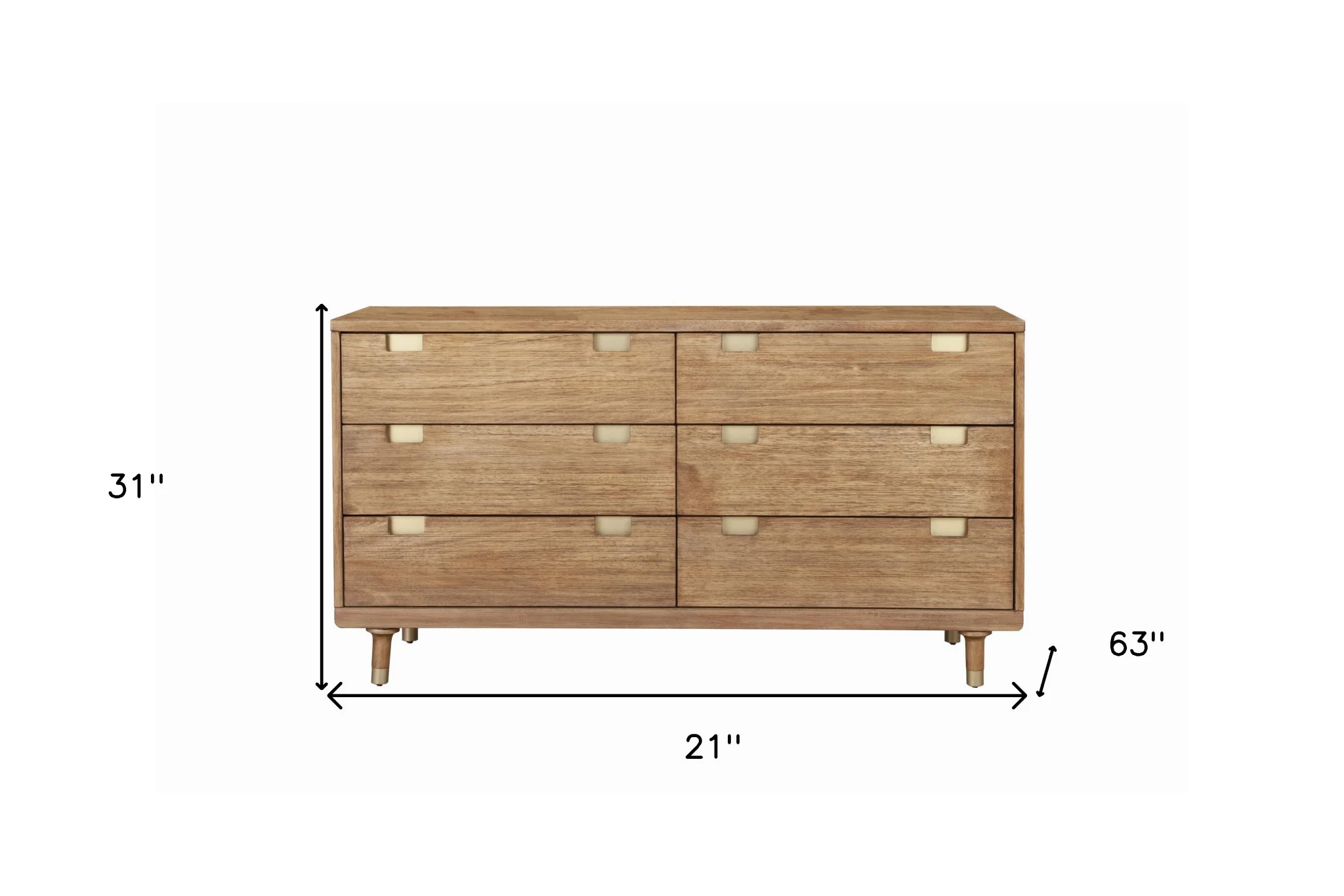 Sandy Brown Solid Wood Six Drawer Double Dresser By Homeroots - Image 4